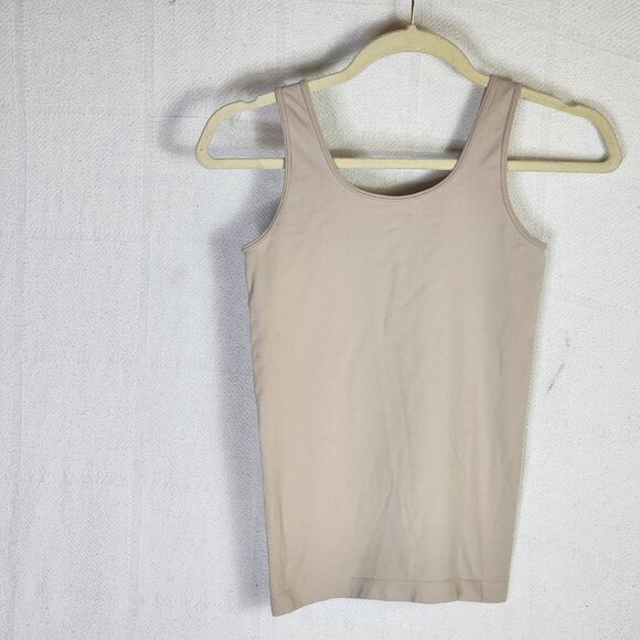 Ann Taylor Tan Seamless Body Hugging Scoop Neck Nylon Span Modern Tank Top XS/S - Picture 14 of 16